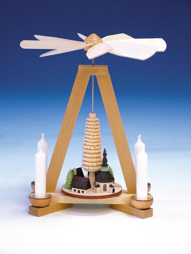 Pyramide mit Seiffener Dorf  H 23 cm