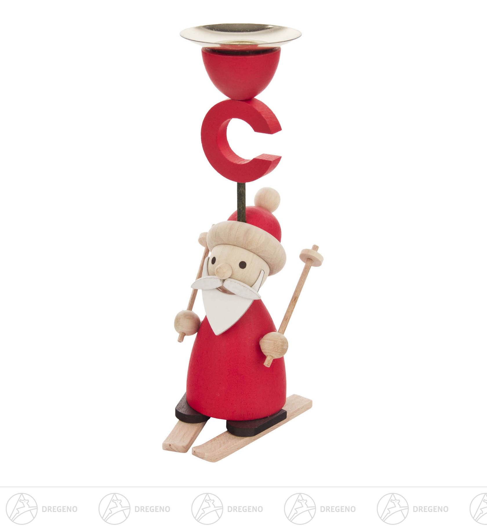 Behang Kerzenhalter Ruprecht auf Ski für Kerzen 14mm 13cm