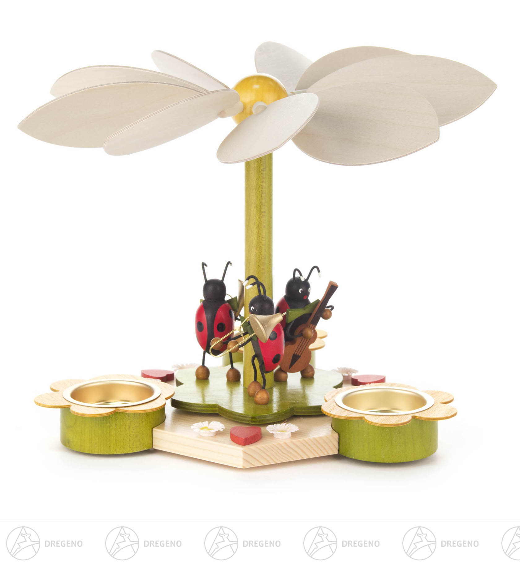 Pyramide mit Käfermusikanten, für Teelichte