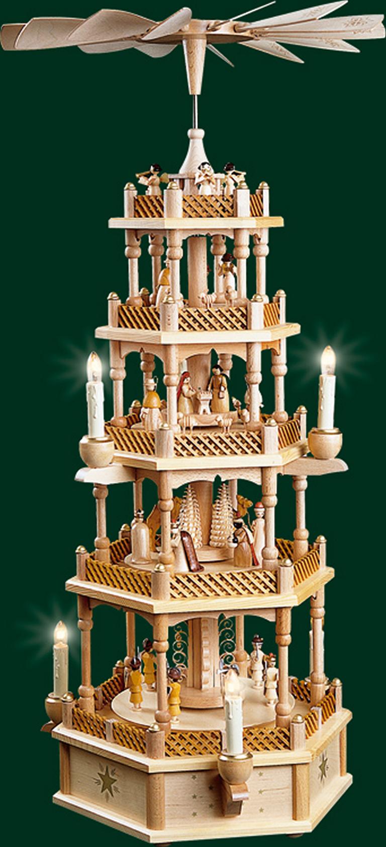 Pyramide Christi Geburt 4-st., natur, elektr.  75 cm