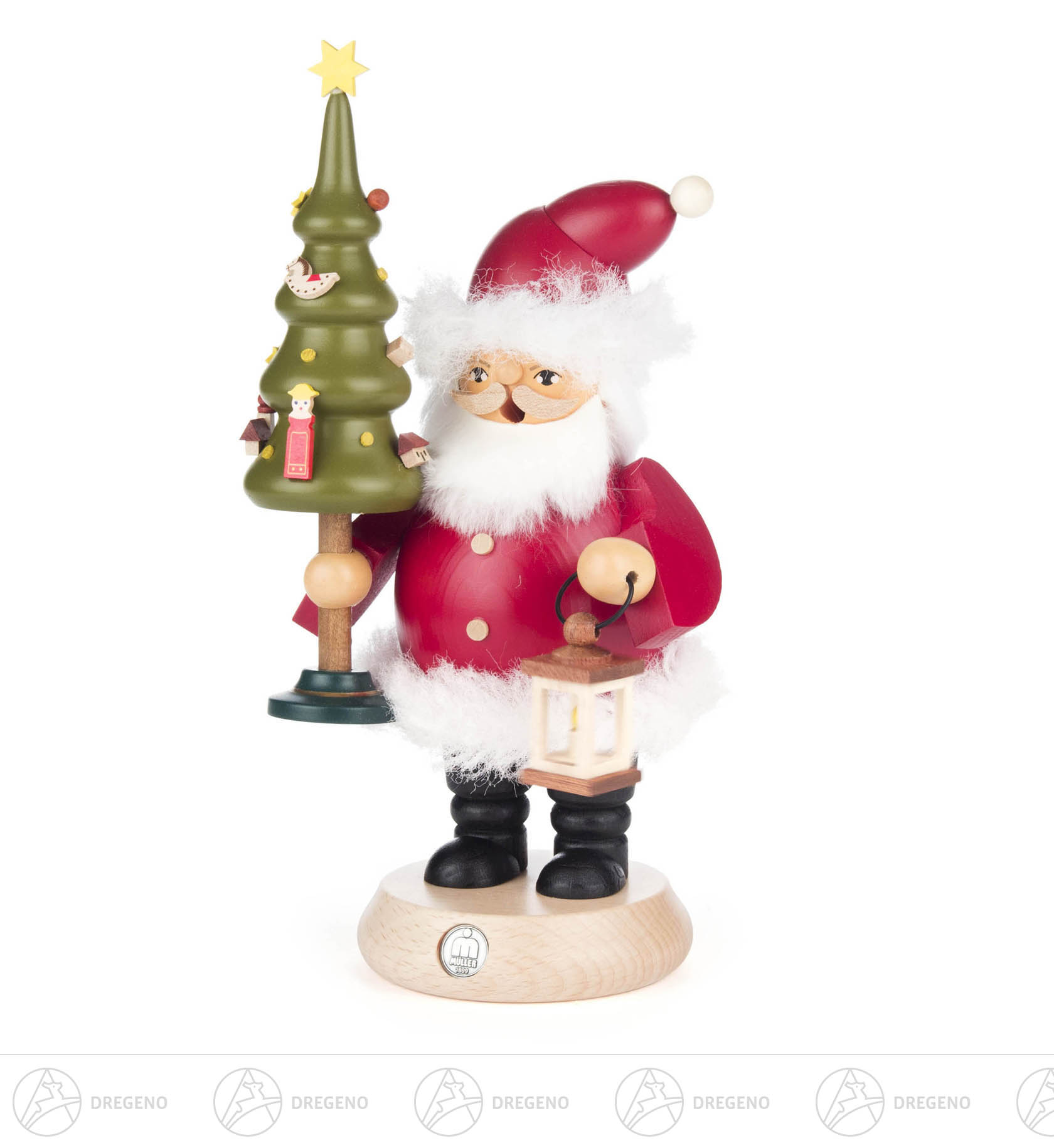 Räuchermann Weihnachtsmann mit Baum und Laterne Räuchermann Weihnachtsmann mit Baum und Laterne