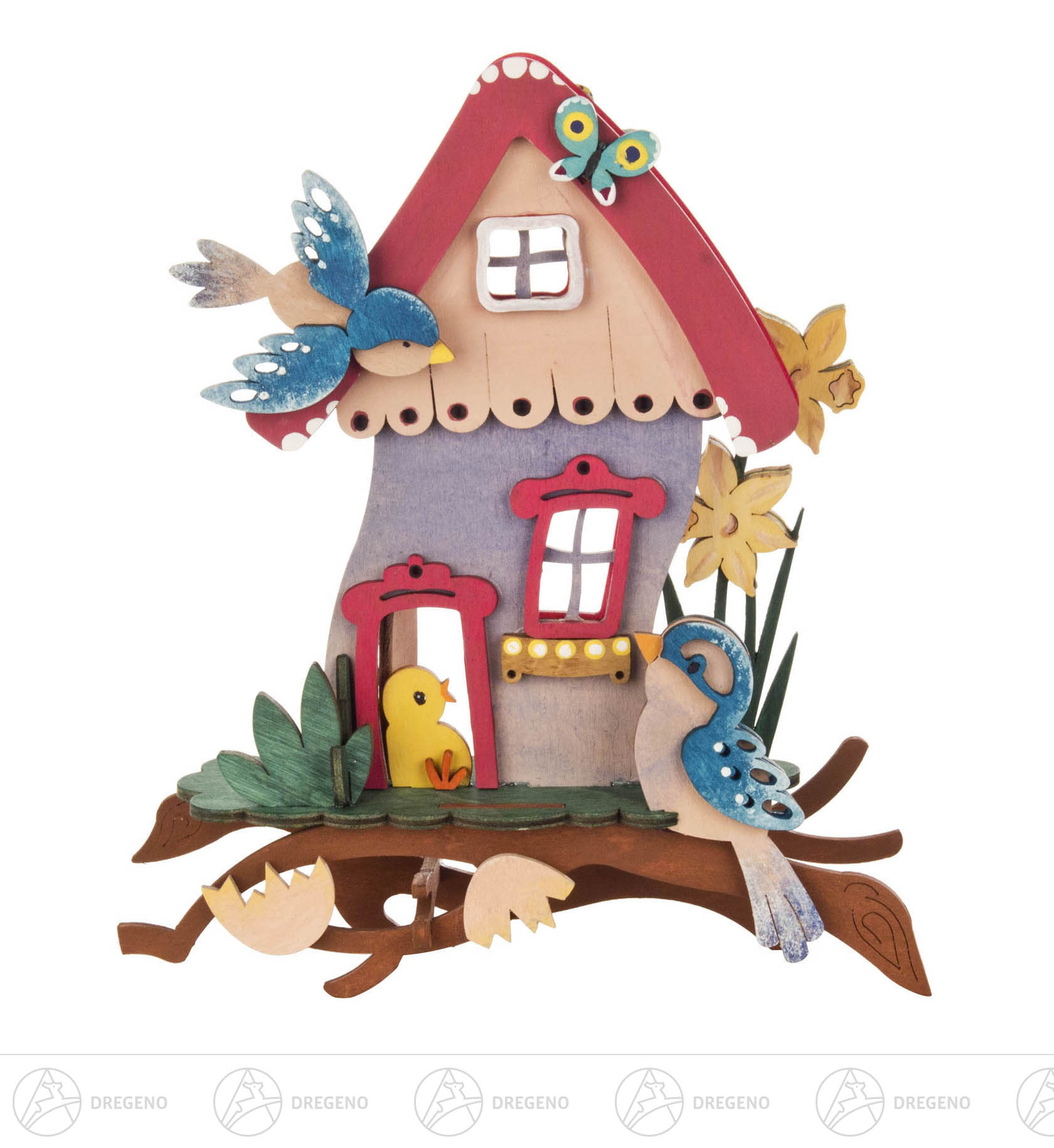 Bastelset Fensterbild Haus mit Vögeln 20x17cm