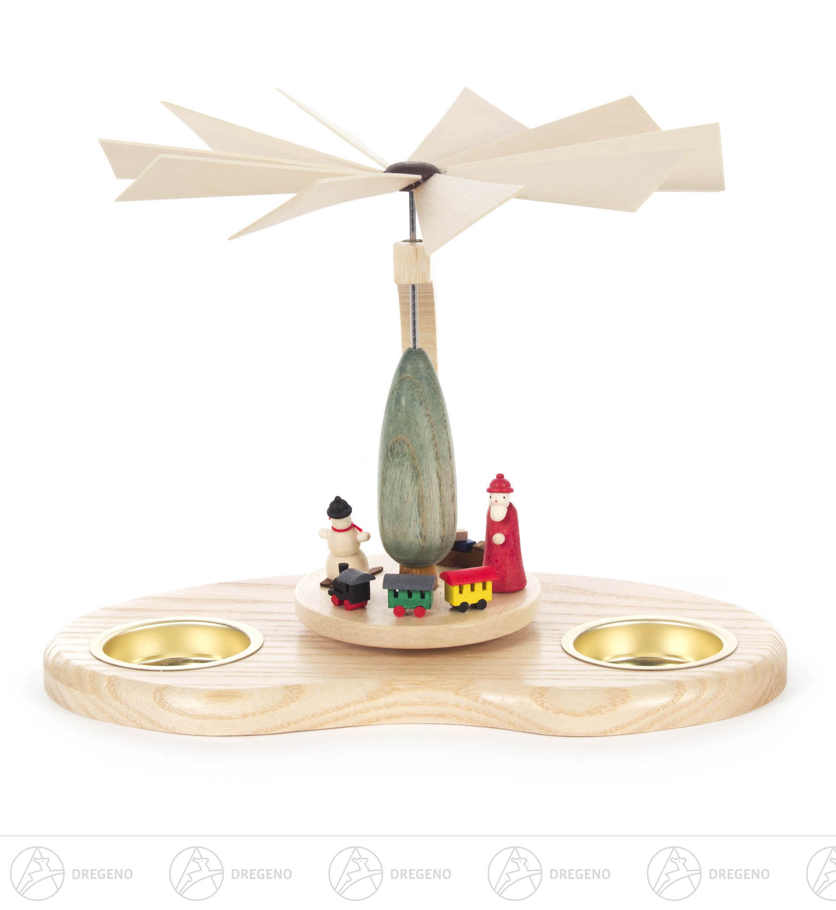 Pyramide mit Weihnachtsmann und Eisenbahn, für Teelichte