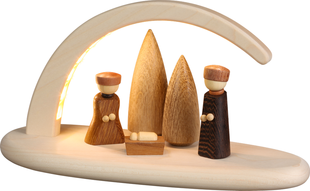 Bogen natur LED beleuchtet Christi Geburt 13 x24 x10cm