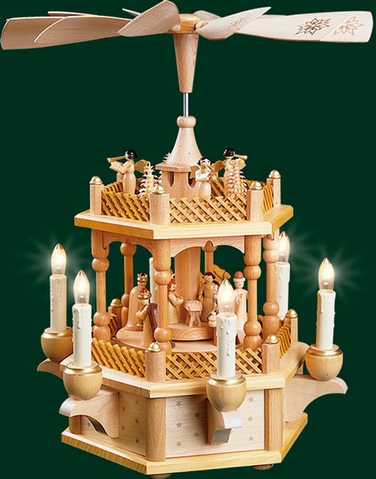 Pyramide Christi Geburt 1-st., natur, elektr.  33 cm