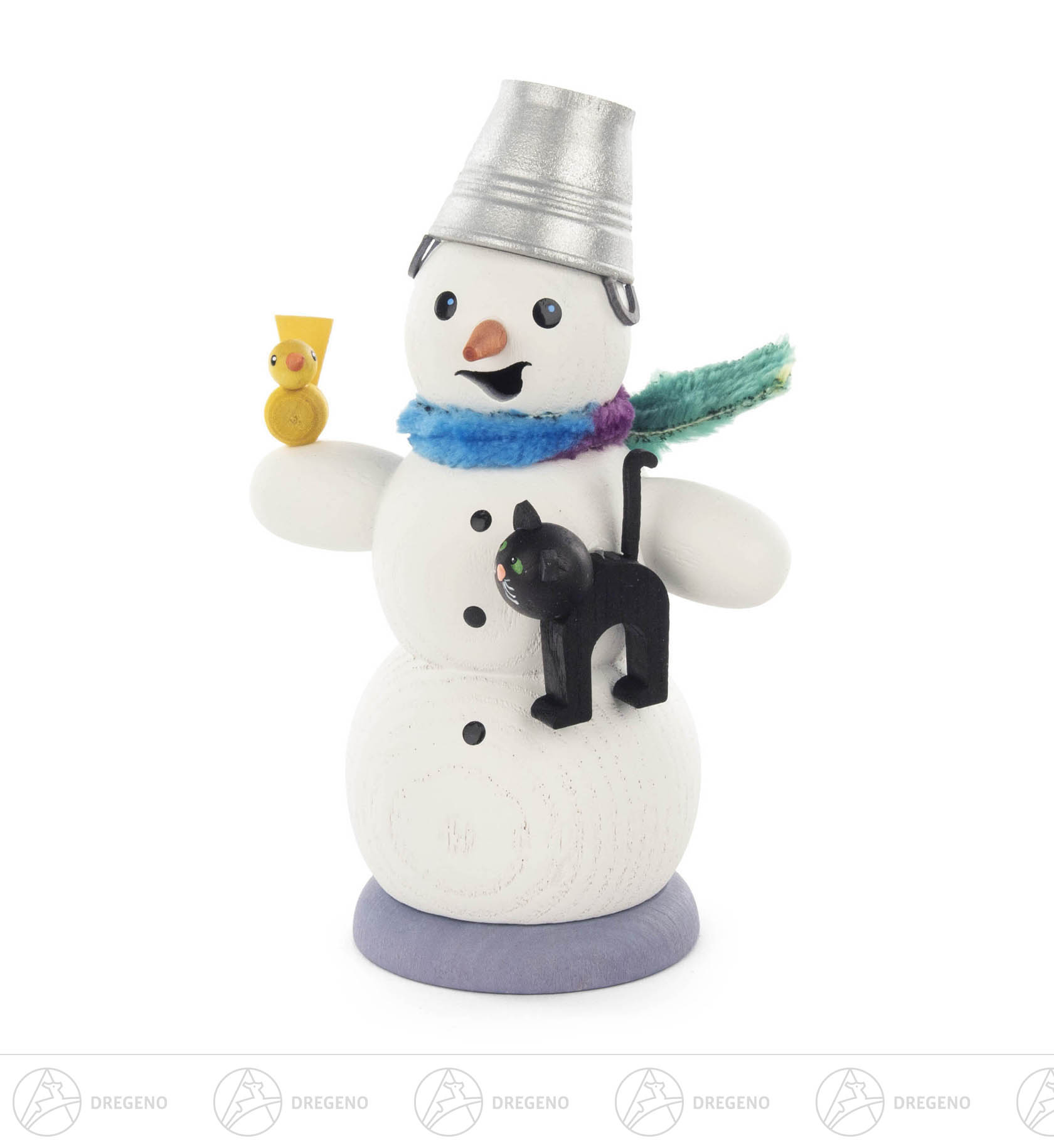 Räuchermann Schneemann mit Katze