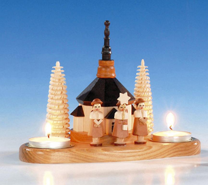 mit Kirche und Kurrende  natur  14cm