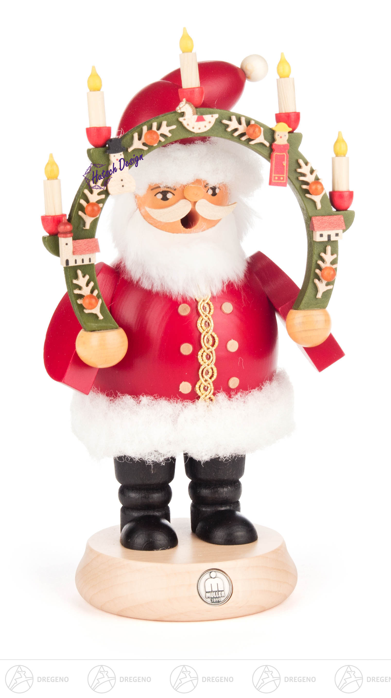 Räuchermann Weihnachtsmann mit Kerzenbogen