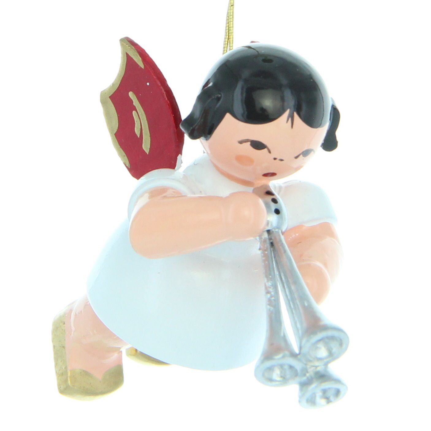 Schwebeengel mit Schalmei, rote Flügel