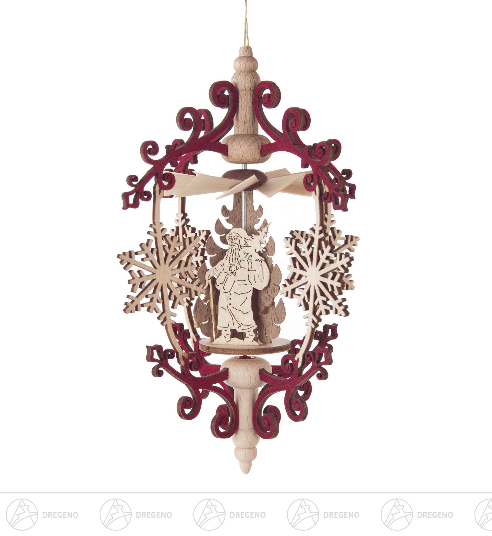 Wärmespiel Rollspan Kristall/Weihnachtsmann, zum Hängen 11cm