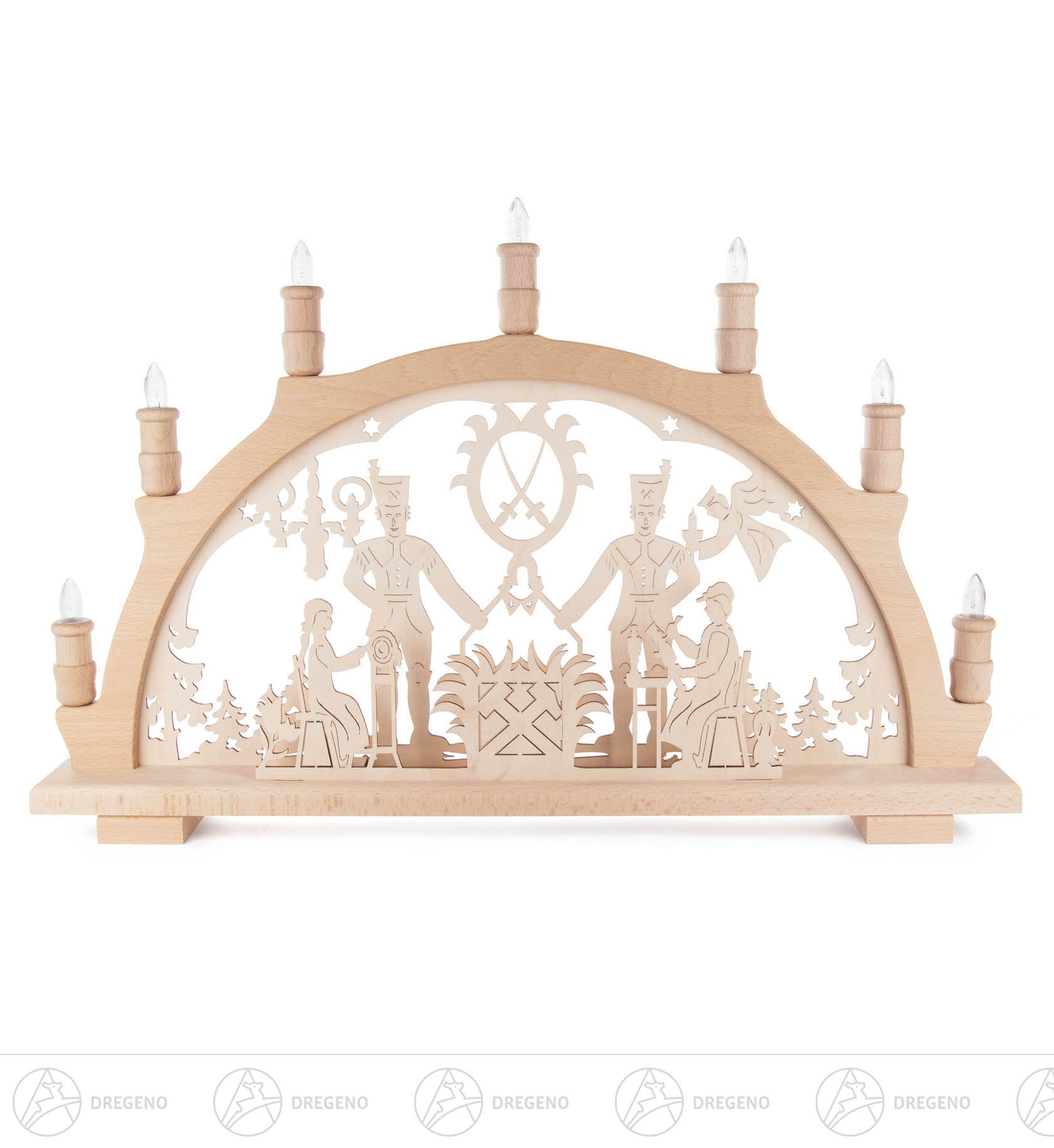 Schwibbogen mit Bergmann elektrisch beleuchtet 38x57cm