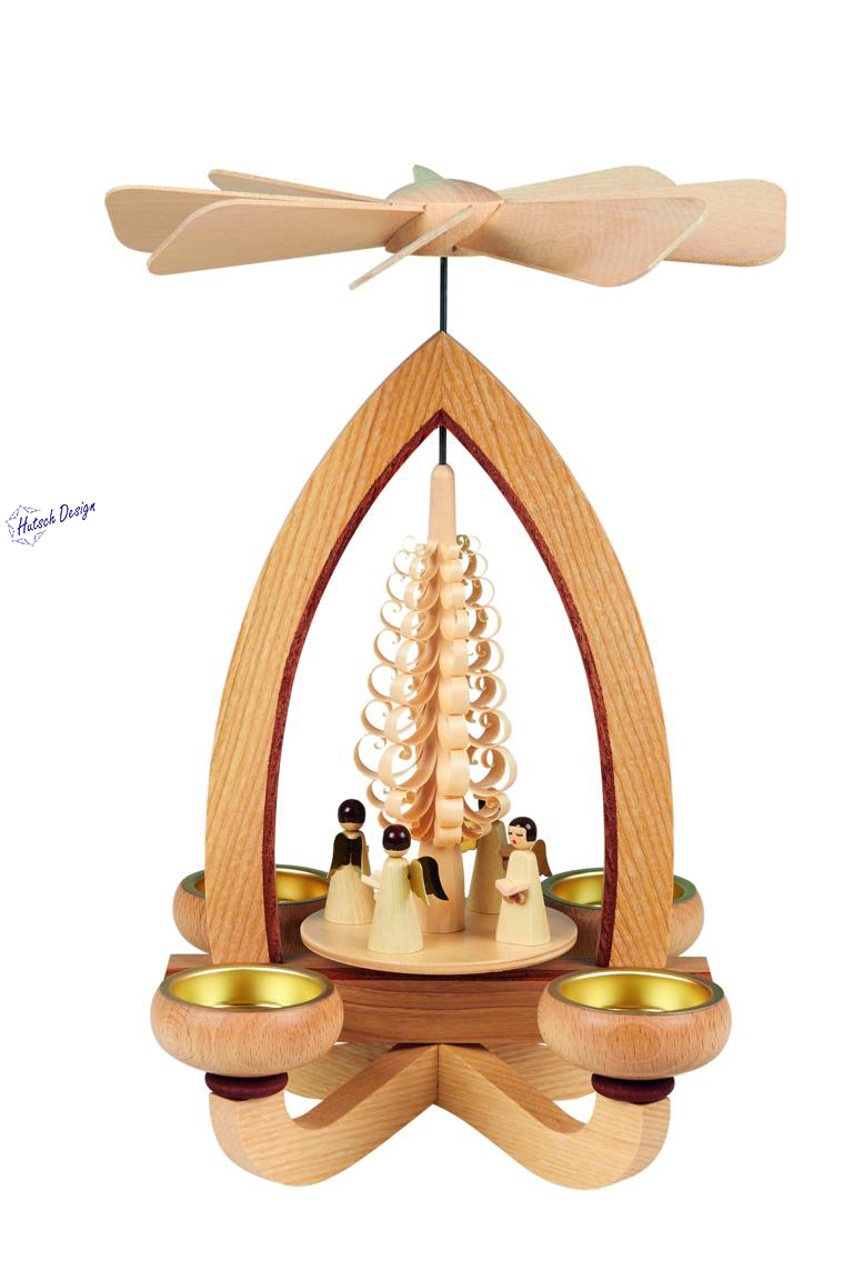 Teelichtpyramide mit Engel 28cm