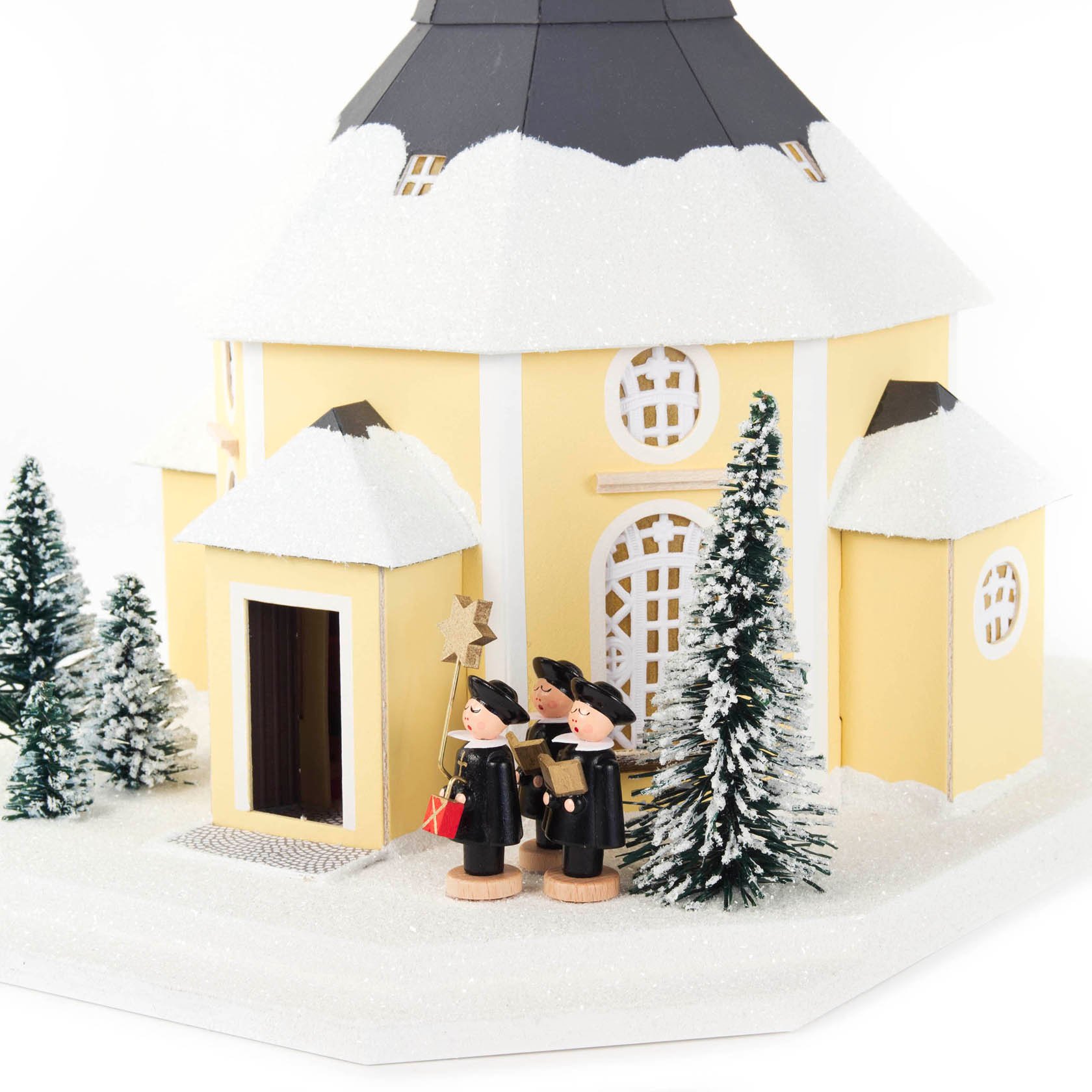 Lichterhaus Seiffener Kirche mit Kurrende, elektr. Beleuchtung 42cm