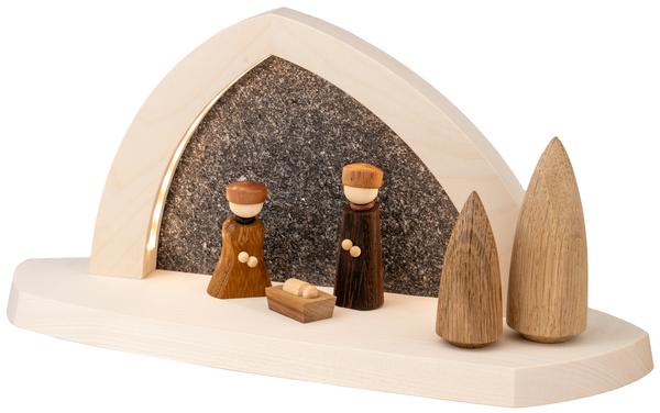 Gesteinsbogen 15x31x11cm natur LED beleuchtet Christi Geburt