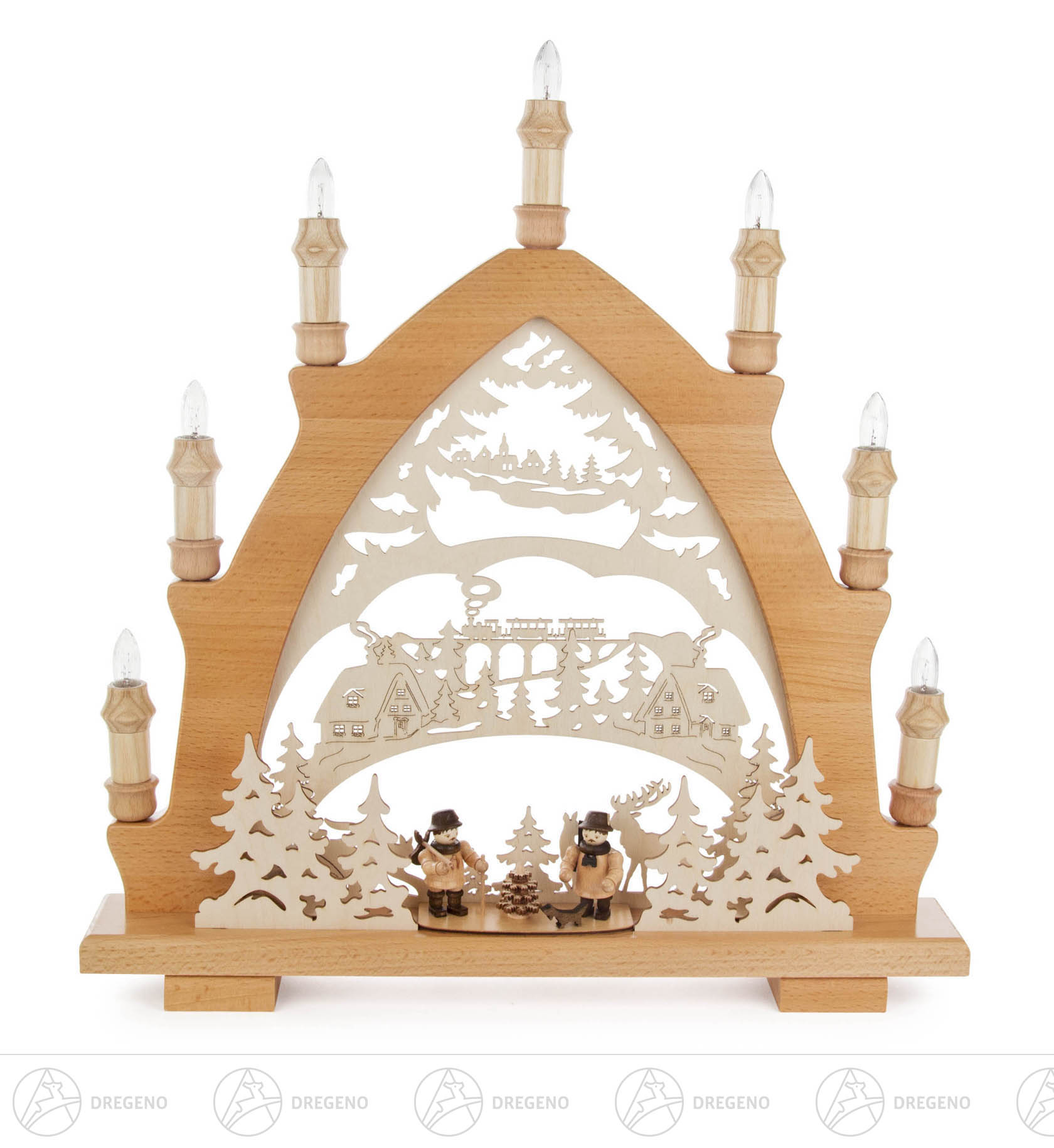 Leuchterbogen, Motiv Wald elektrisch beleuchtet 43x42cm