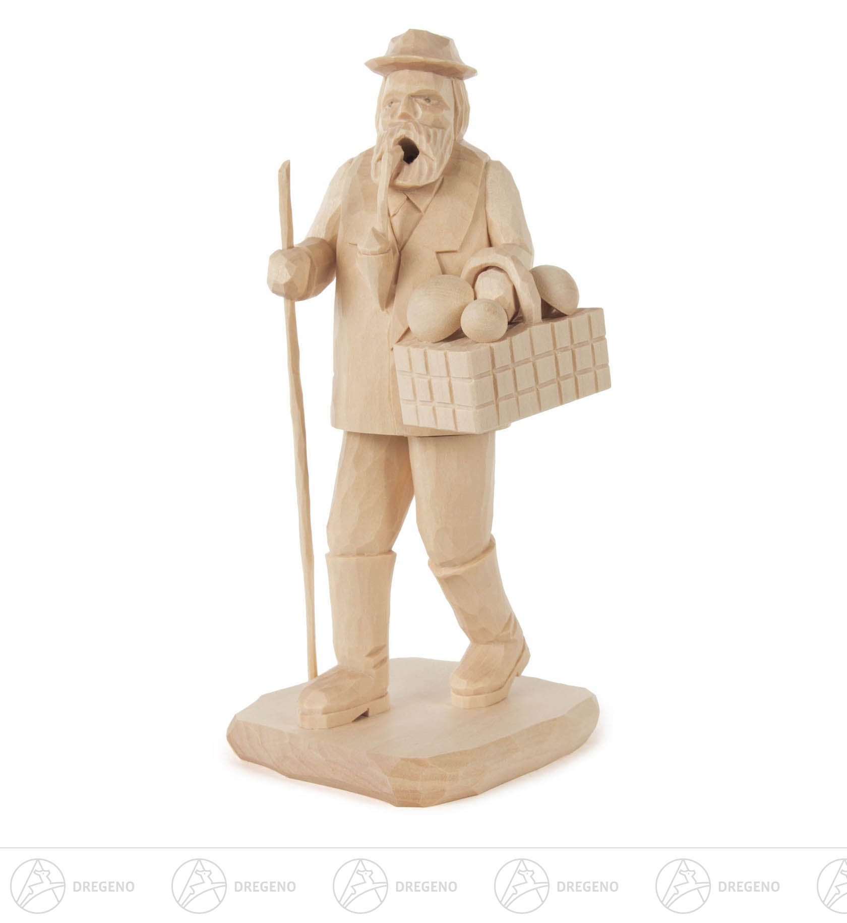 Räuchermann Pilzsammler, geschnitzt