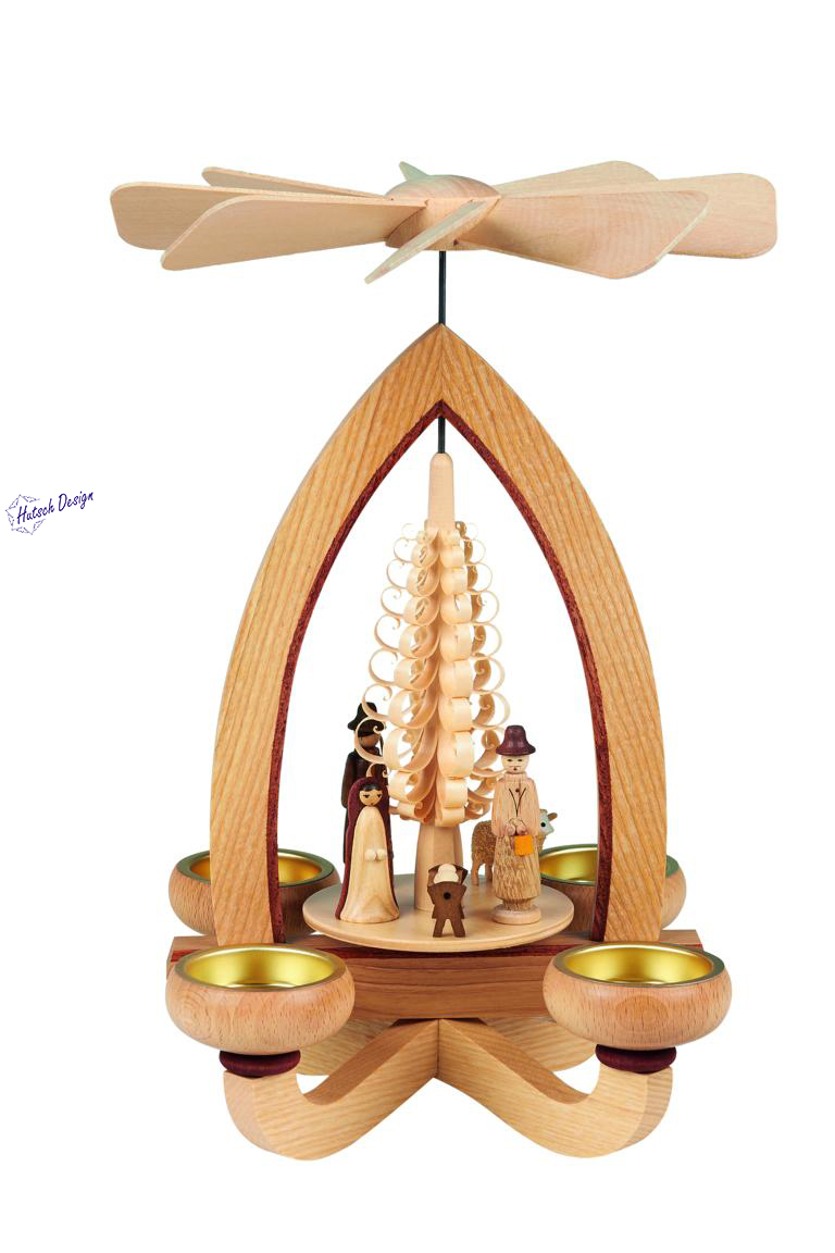 Teelichtpyramide mit Christi Geburt 28cm