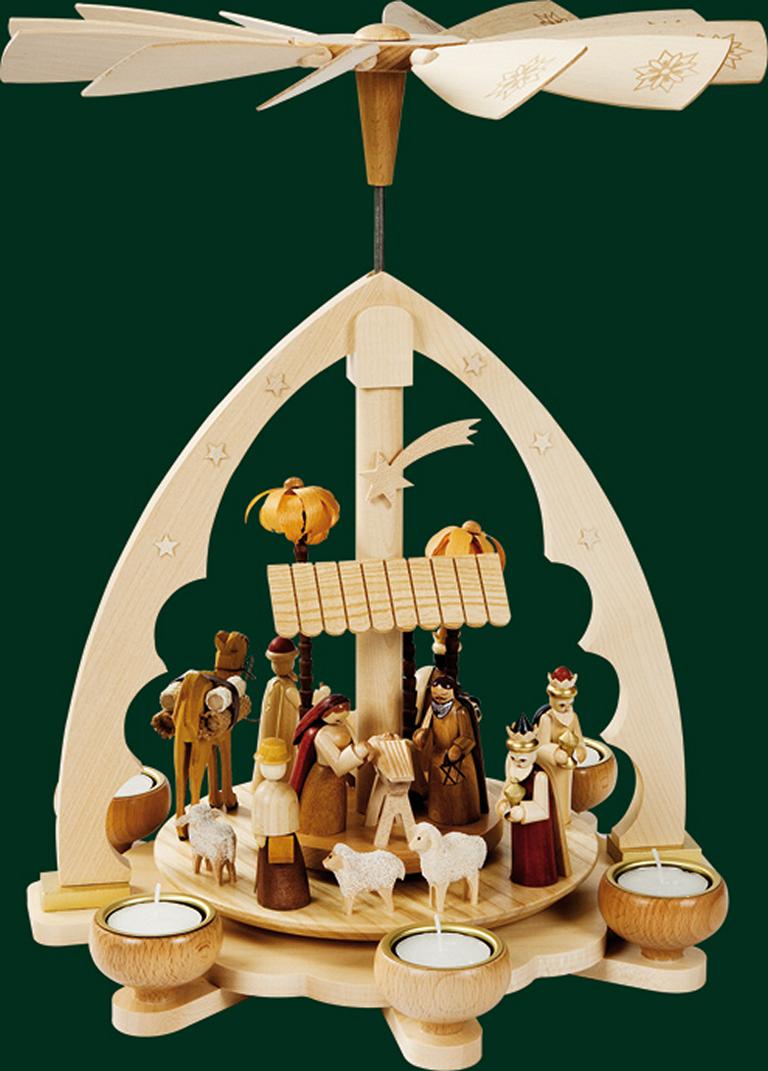 Pyramide Christi Geburt, mit Teelichte  40 cm