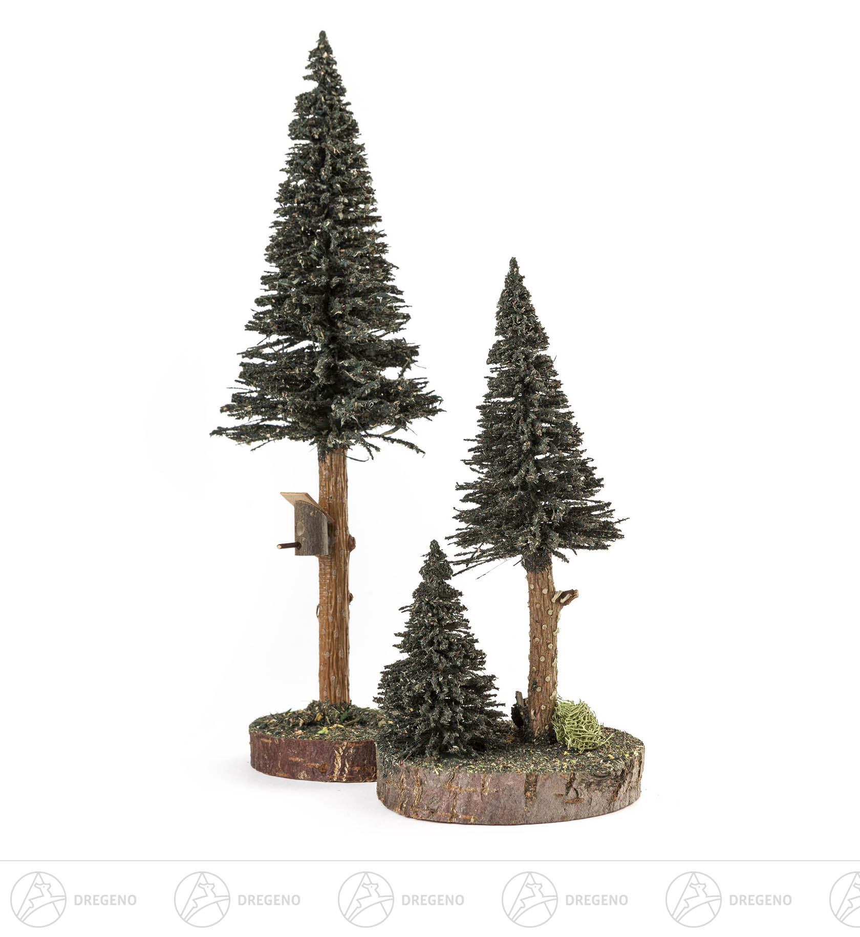 Nadelbäume mit Vogelhaus grün, 20/27cm (2)