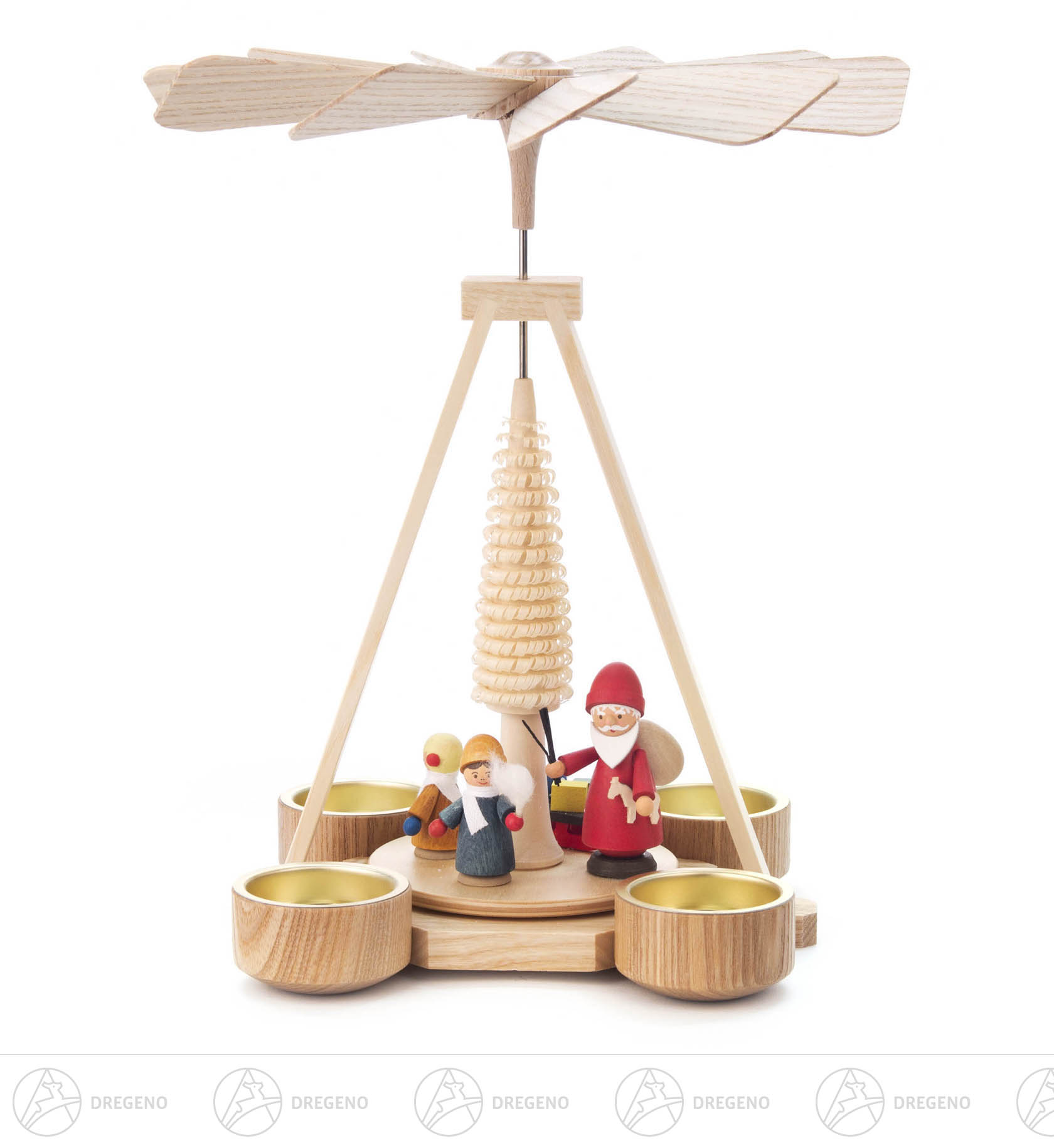 Pyramide mit Ruprecht und Winterkindern, für Teelichte