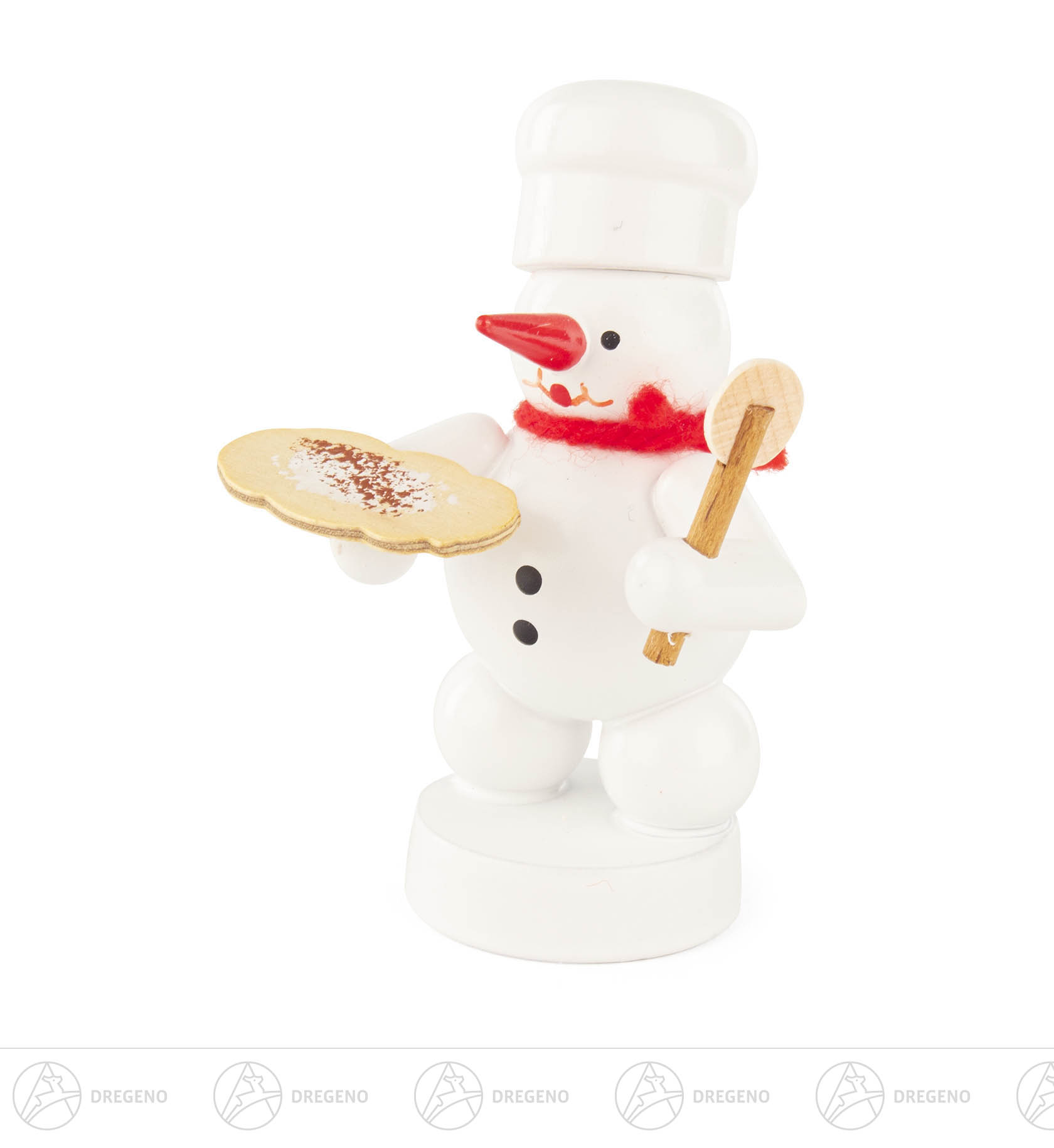 Schneemann Bäcker mit Pizza 8cm