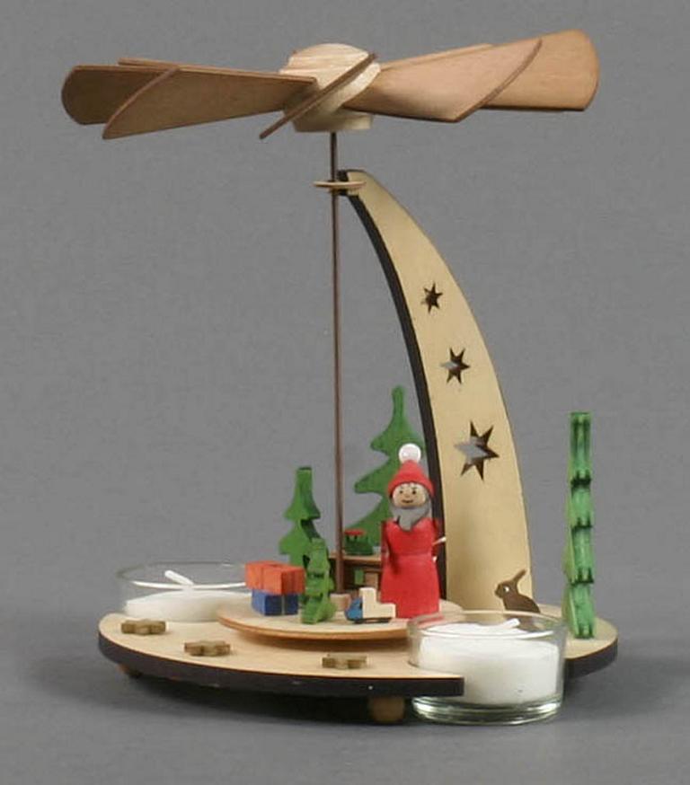 Pyramide mit Weihnachtsmann, für Teelichte