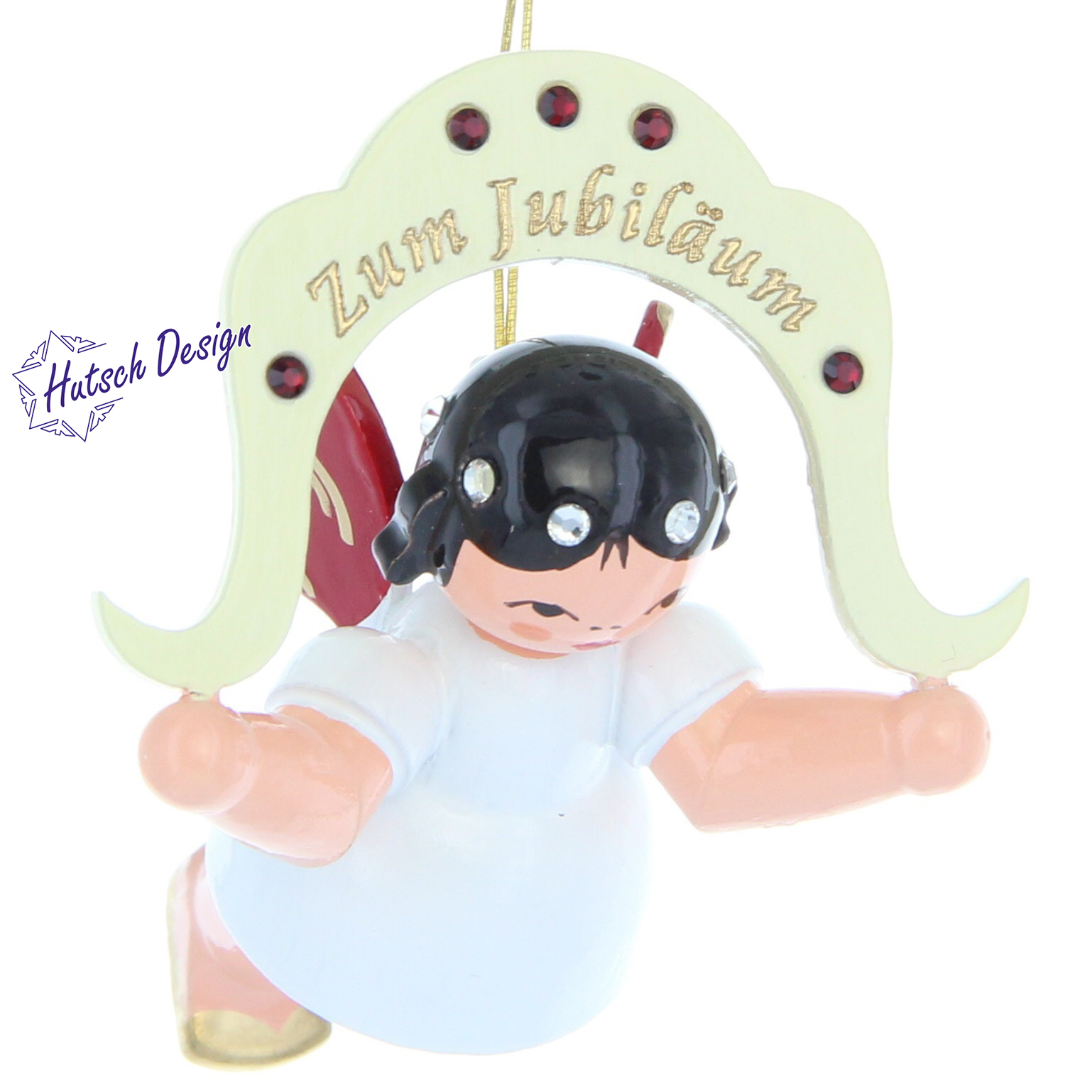 Engel schwebeend Zum Jubiläum, Sonderedition Swarovski, rote Flügel