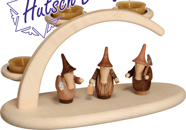 Leuchterbogen mit Gnomen (Edelhoelzer) 25x13x10cm