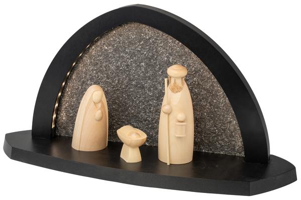 Gesteinsbogen 21x40x13cm anthrazit LED beleuchtet Heilige Familie