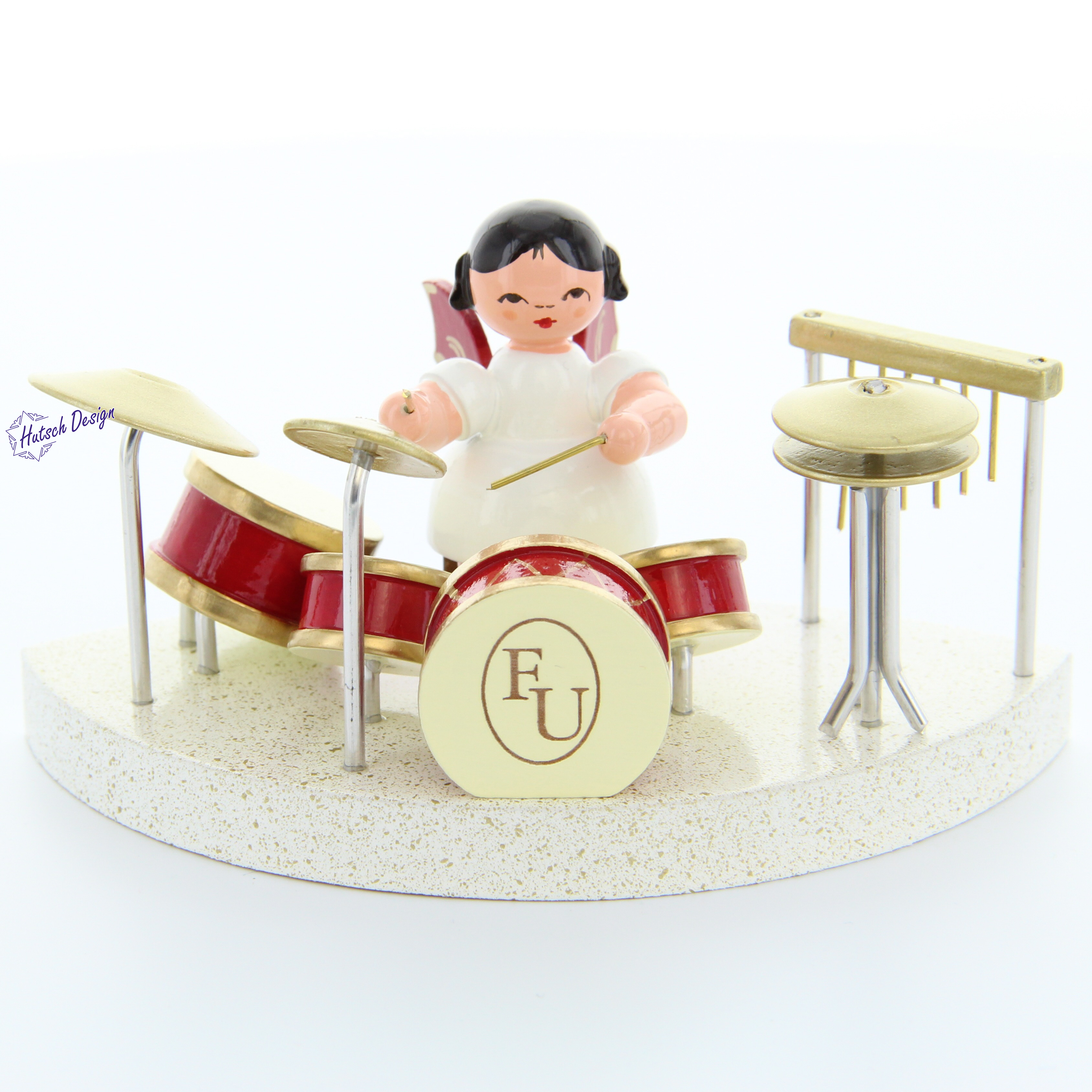 Engel am Schlagzeug, rote Flügel, passend zum Wolkenstecksystem