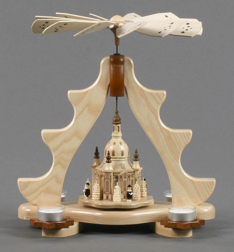 Pyramide mit Dresdner Frauenkirche klein, für Teelichte