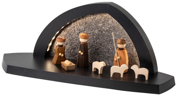 Gesteinsbogen 15x37x13cm anthrazit LED beleuchtet Christi Geburt