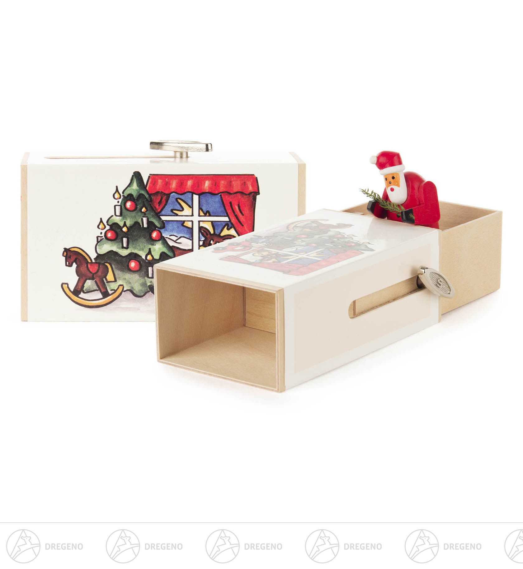 Schiebebox Weihnachts-Box mit Weihnachtsmann Melodie: Oh Tannenbaum 6cm